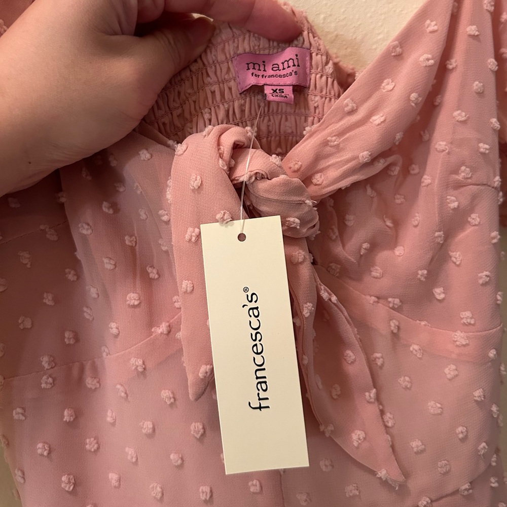 (XS) NWT Pink Francesca’s Dress with Ruffles - Picture 3 of 7